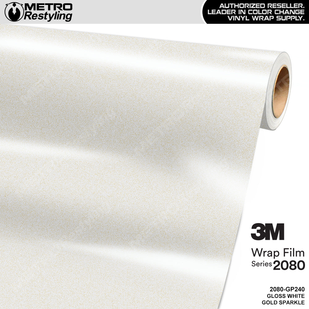 3M 2080 Gloss White Gold Sparkle Vinyl Wrap 