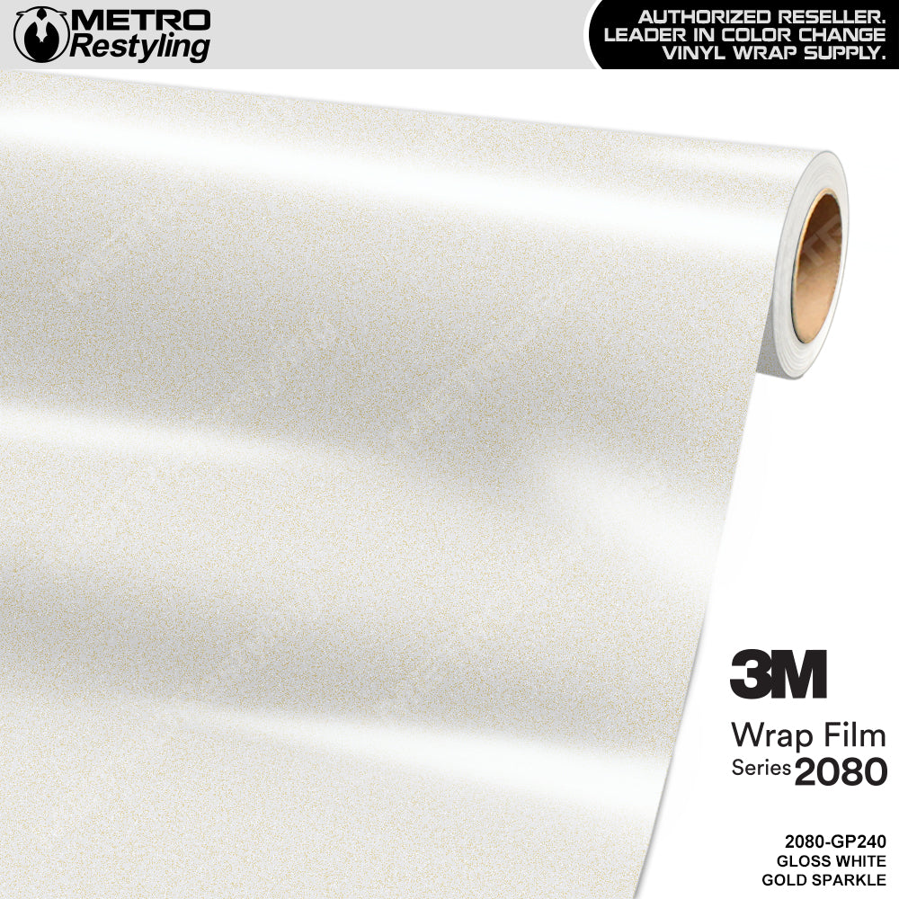 3M 2080 Gloss White Gold Sparkle Vinyl Wrap