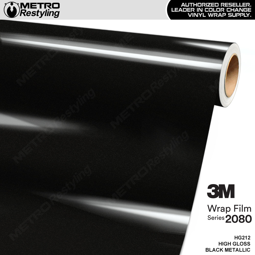 3M 2080 High Gloss Black Metallic Vinyl Wrap