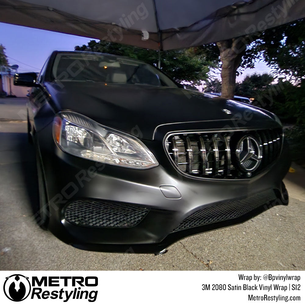 satin black car vinyl wrap
