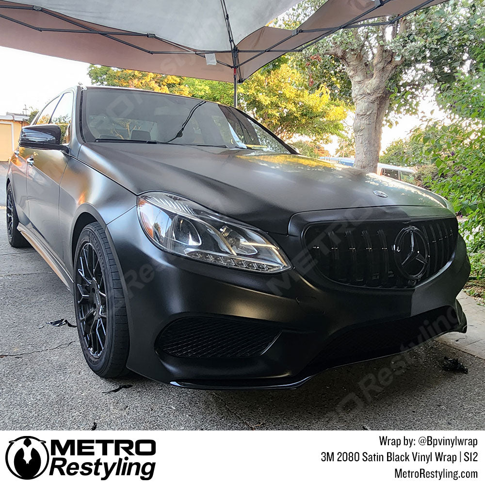 satin black car vinyl wrap
