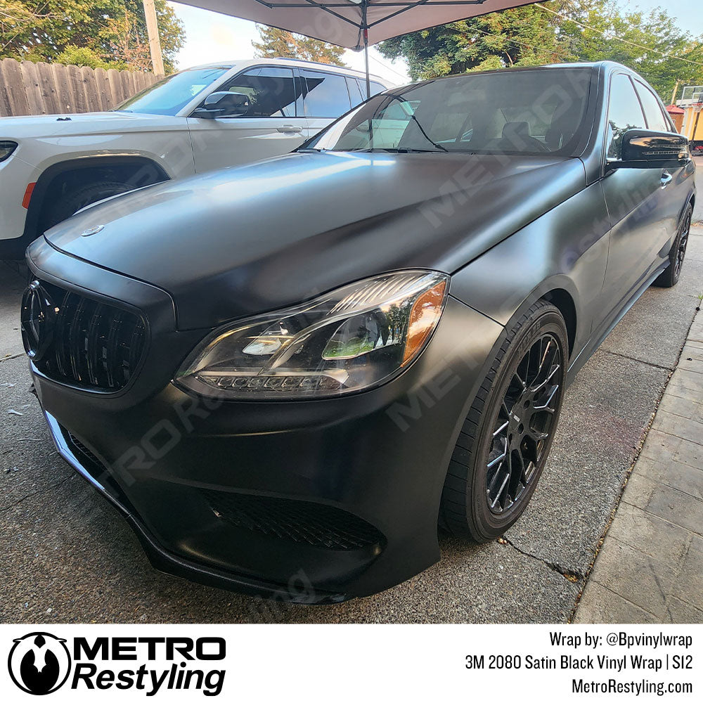 satin black car vinyl wrap