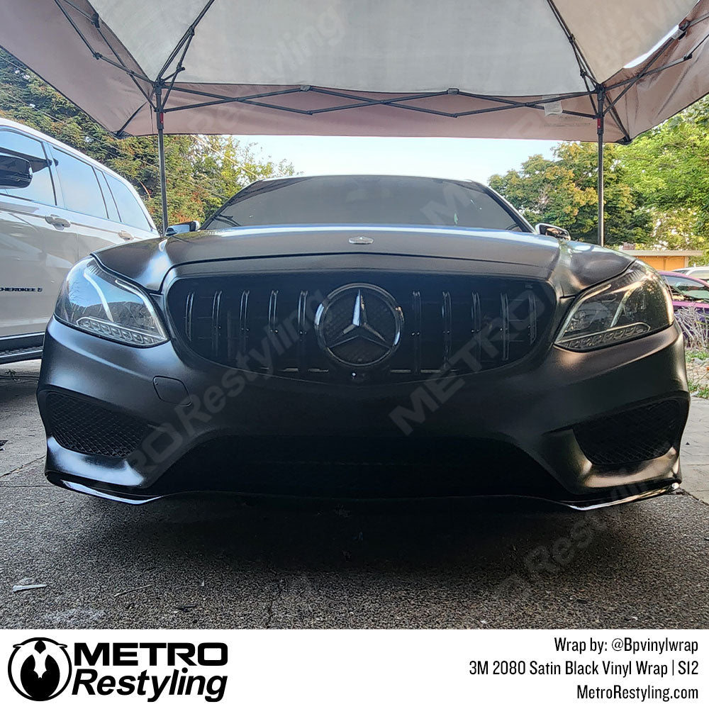 satin black car vinyl wrap