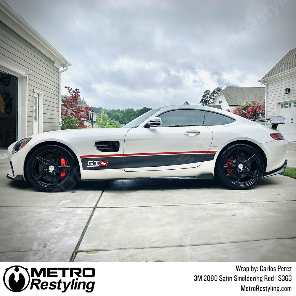 red vinyl wrapped race stripes