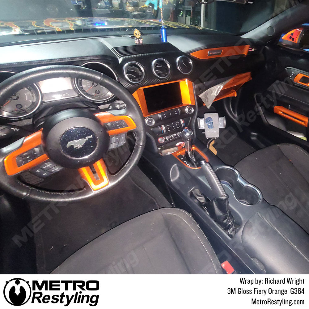 Mustang interior Fiery orange vinyl wrap