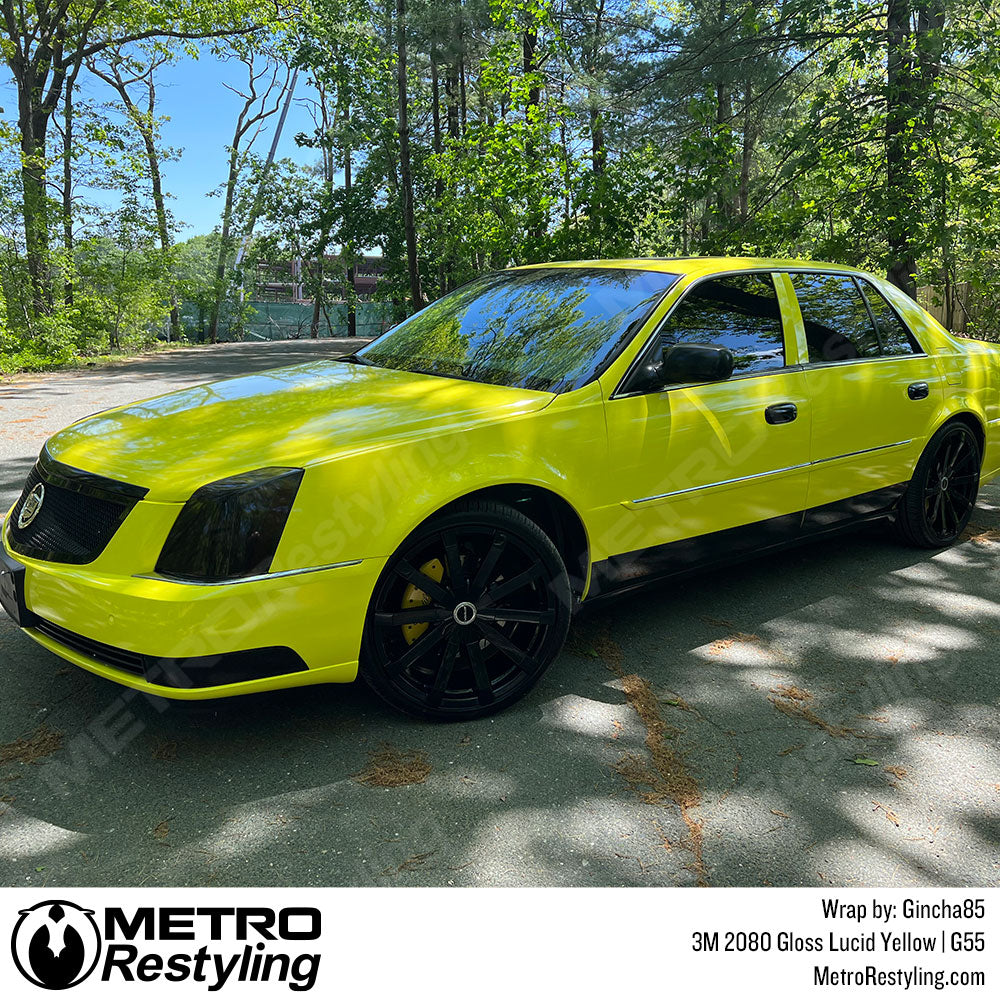Gloss Lucid Yellow Cadillac DTS Vinyl Wrap