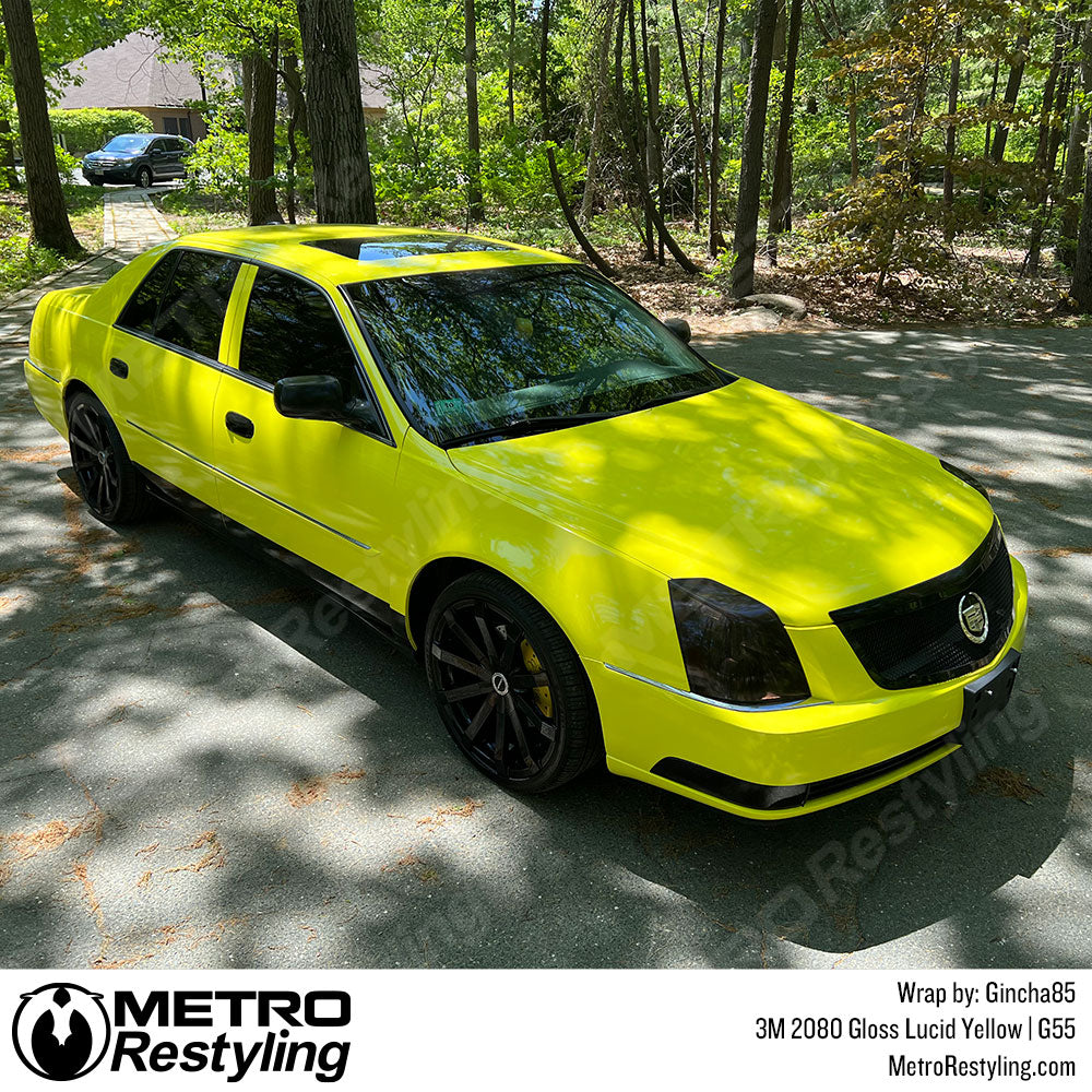 Gloss Lucid Yellow Cadillac DTS Vinyl Wrap