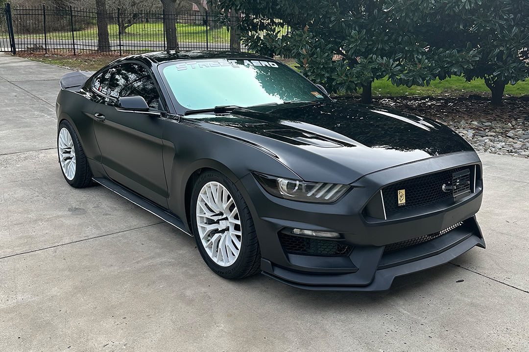 Ford Mustang Wrapped in High Gloss Black Vinyl