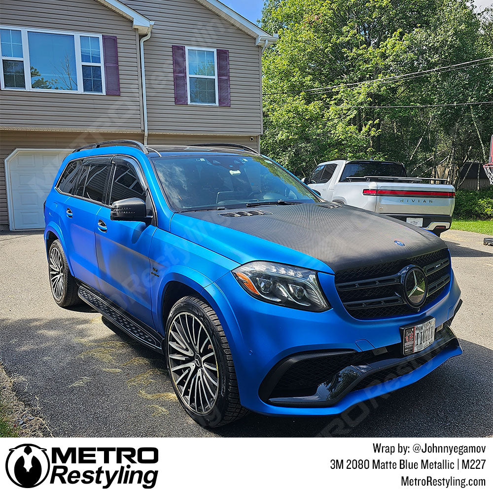 Matte Blue Metallic Mercedes Benz Vinyl Wrap