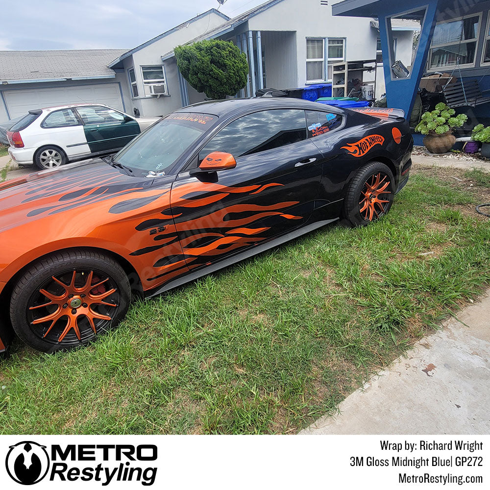 Vinyl Wrapped Mustang midnight blue