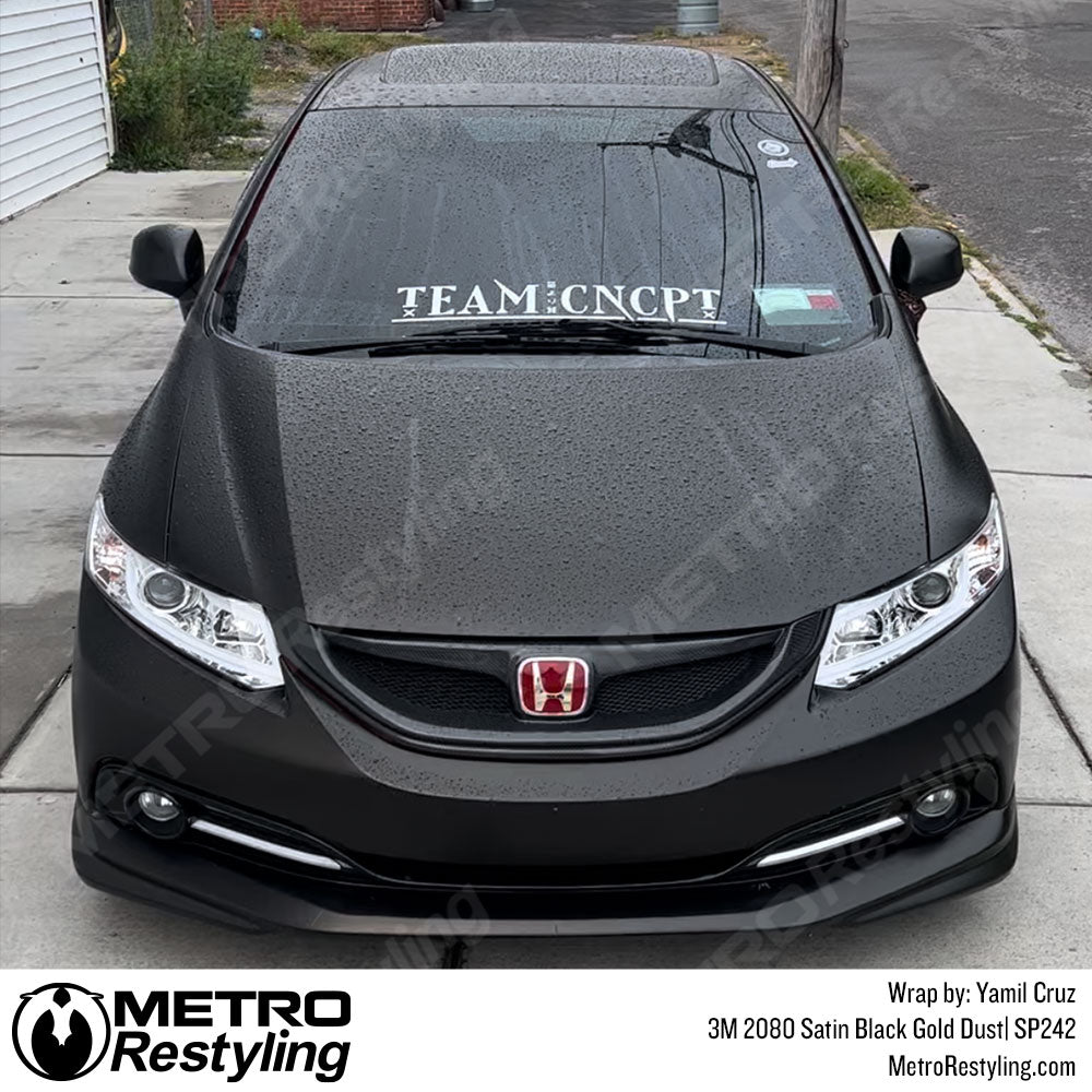 Satin black Gold Dust Honda Civic SI Vinyl Wrap