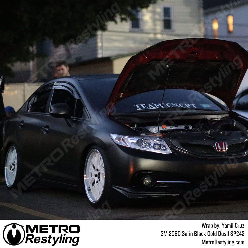 Satin black Gold Dust Honda Civic SI Vinyl Wrap
