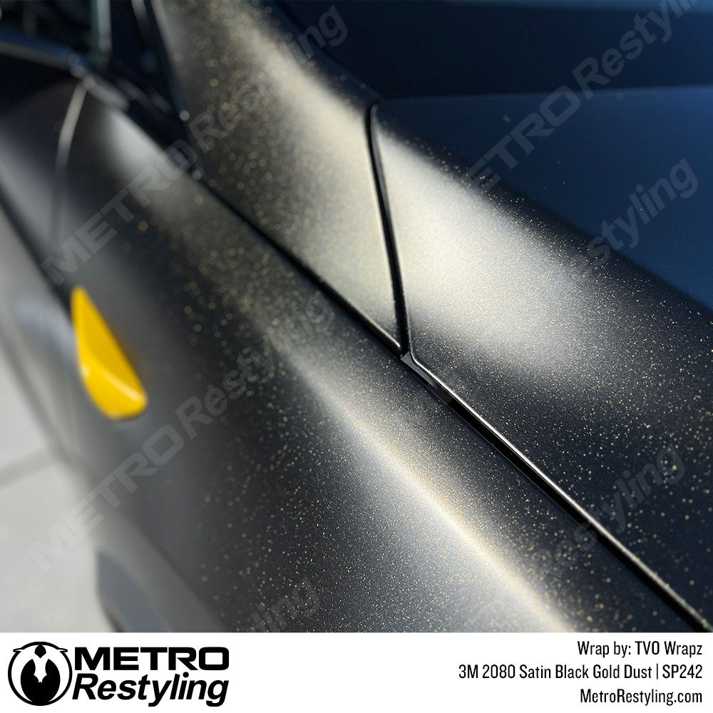 Satin Black Gold Dust Tesla Model X Vinyl Wrap