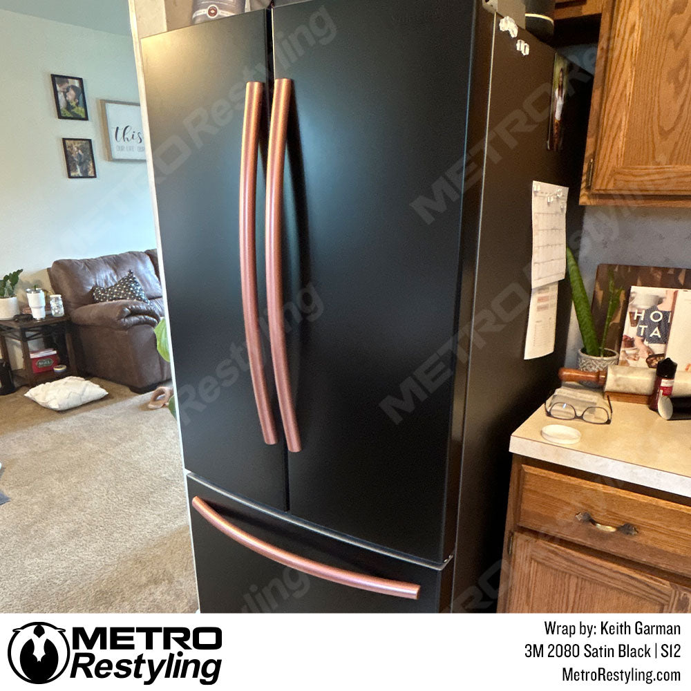 Satin Black Fridge Vinyl Wrap