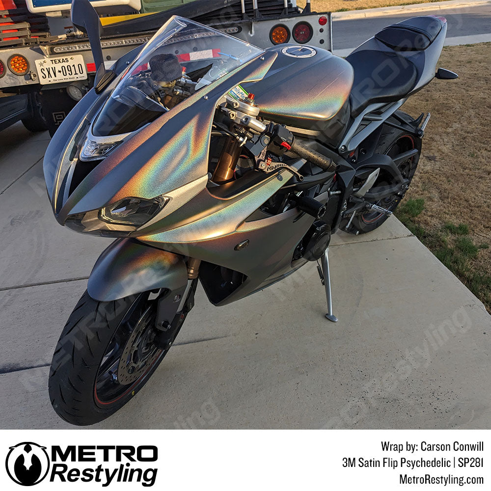 Satin Psychedelic motorcycle wrap