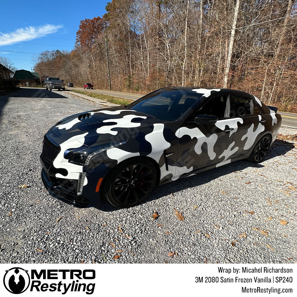 Satin Frozen Vanilla Cadillac CTS V Vinyl Wrap