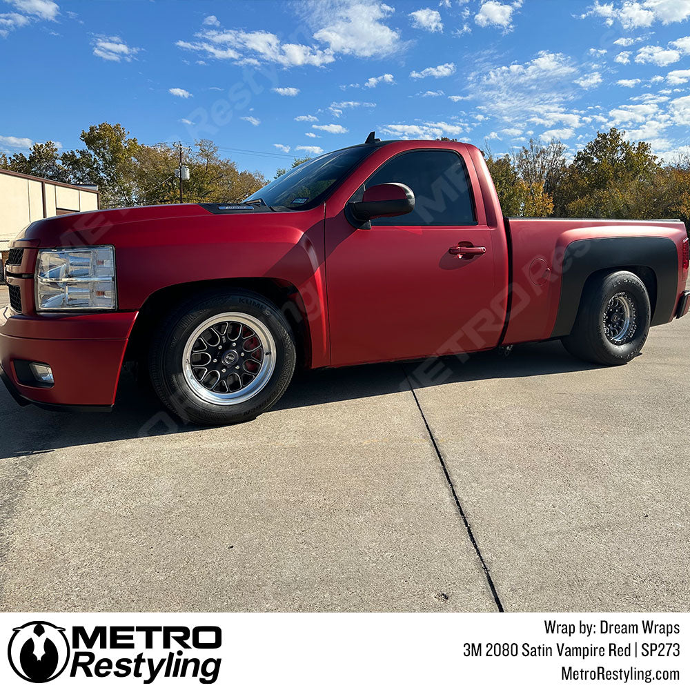 Satin Vampire Red Chevy Silverado Vinyl Wrap