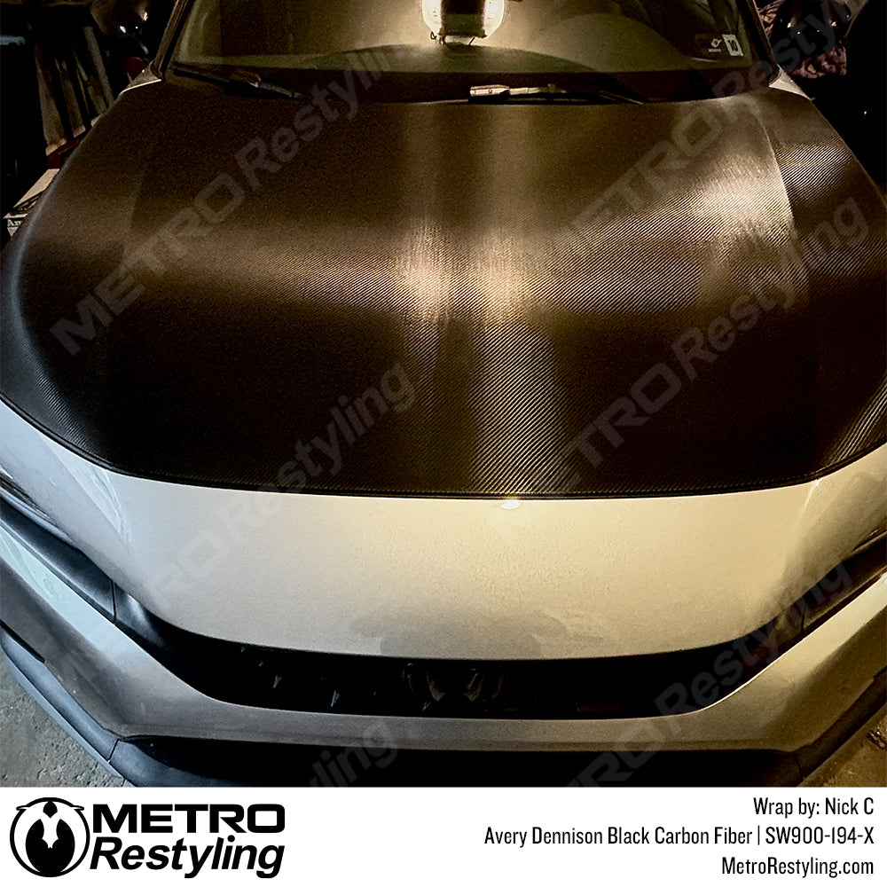 Black Carbon Fiber Hood Honda Civic Vinyl Wrap