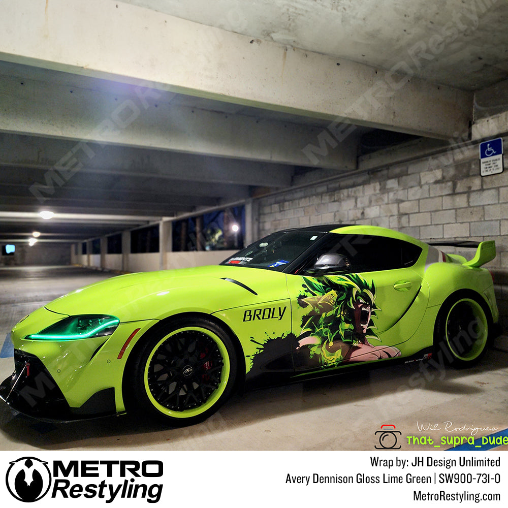 Gloss Lime Green Toyota Supra Vinyl Wrap