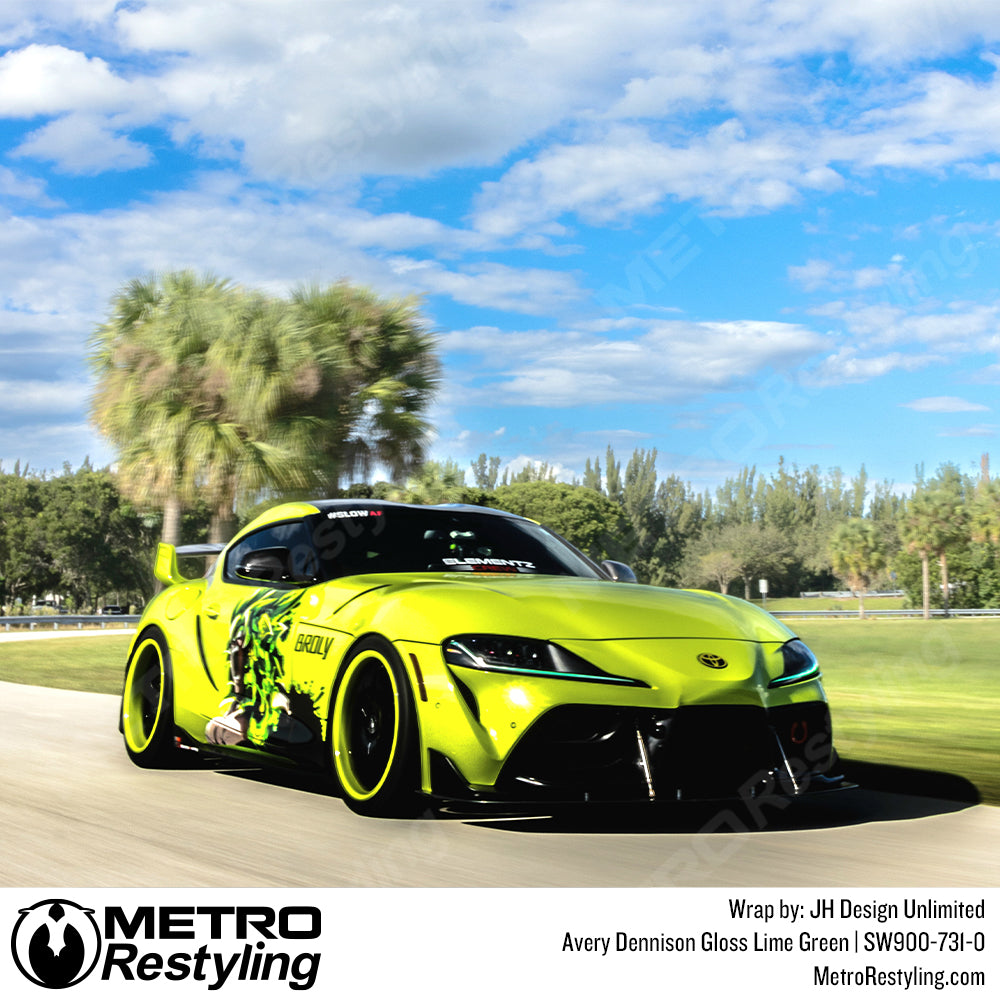 Gloss Lime Green Toyota Supra Vinyl Wrap