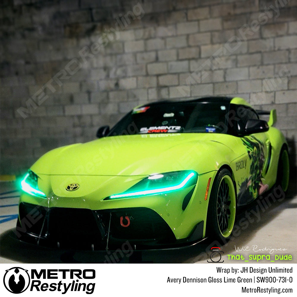 Gloss Lime Green Toyota Supra Vinyl Wrap