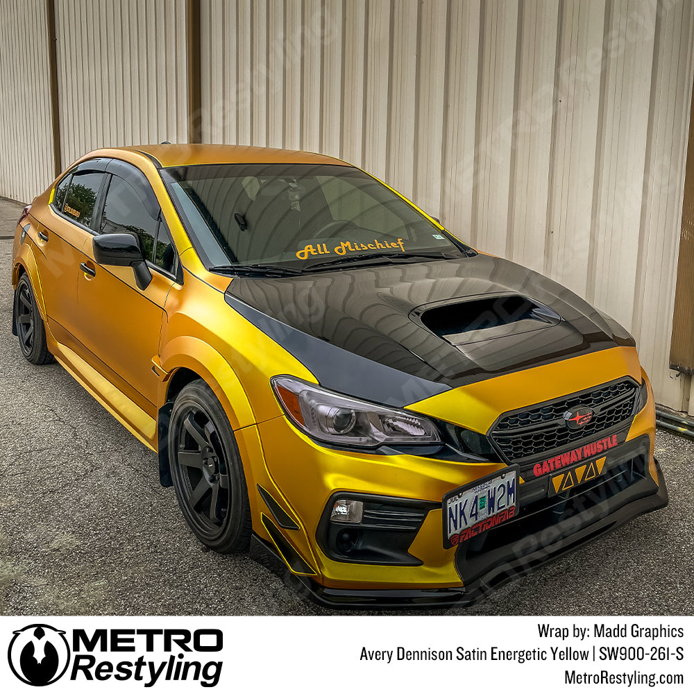 Avery Satin Energetic Yellow Subaru WRX Vinyl Wrap