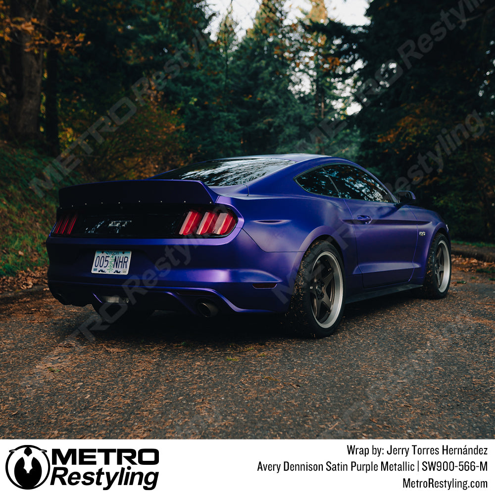 Satin Purple Metallic Ford Mustang Vinyl Wrap
