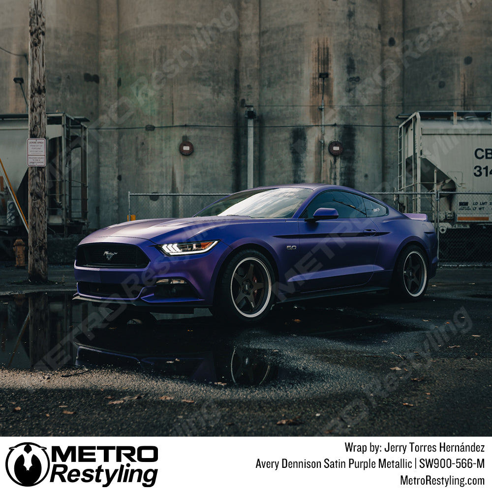 Satin Purple Metallic Ford Mustang Vinyl Wrap