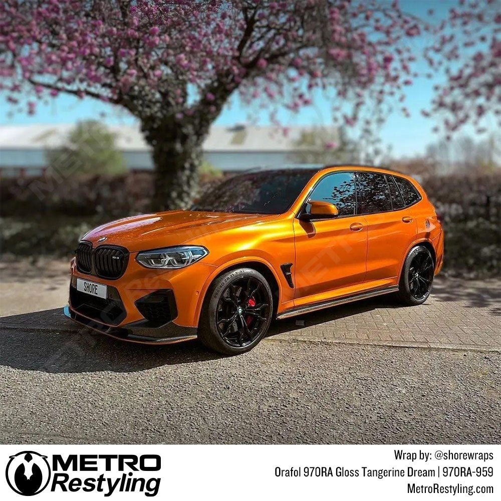 Gloss orange vinyl car wrap