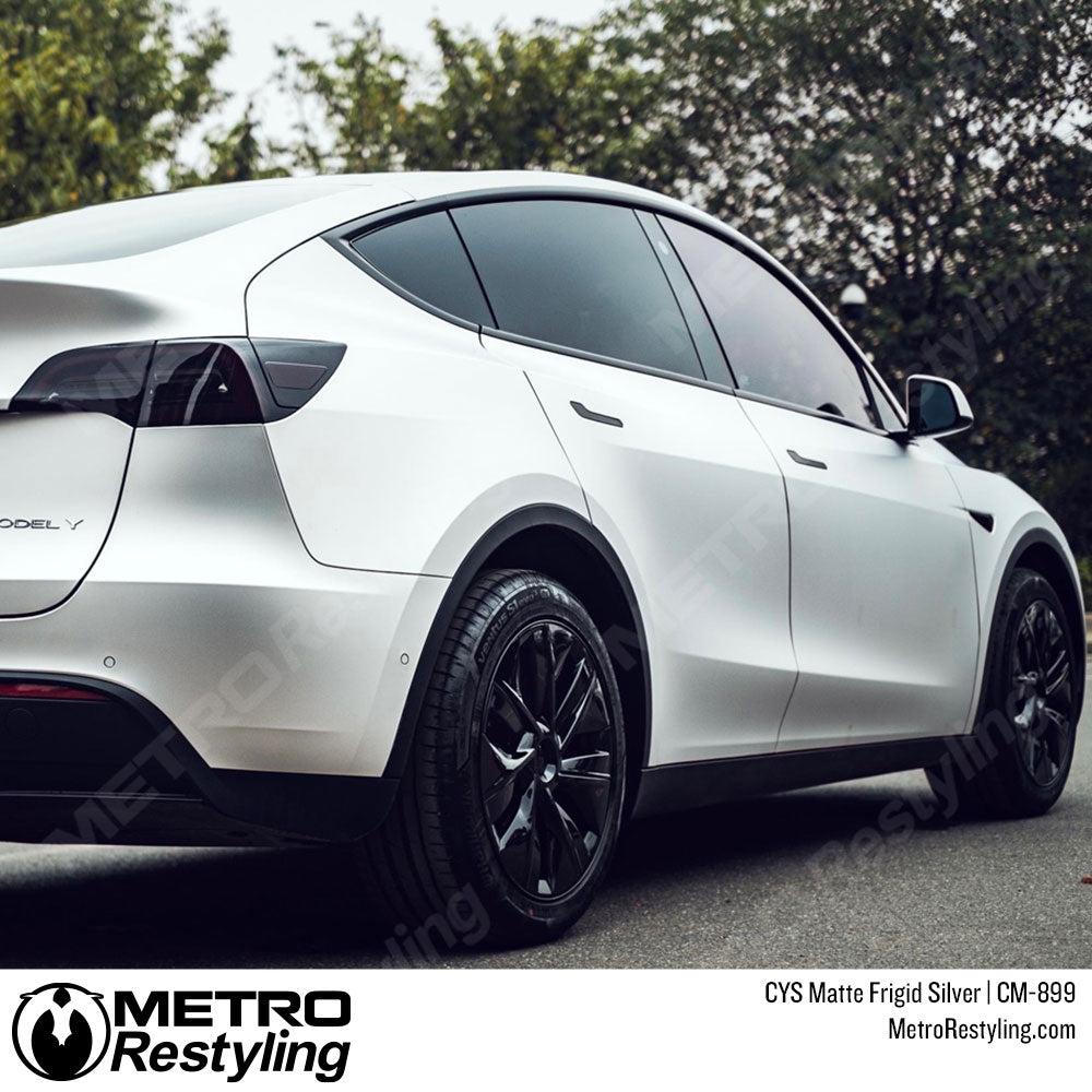 silver tesla vinyl wrap