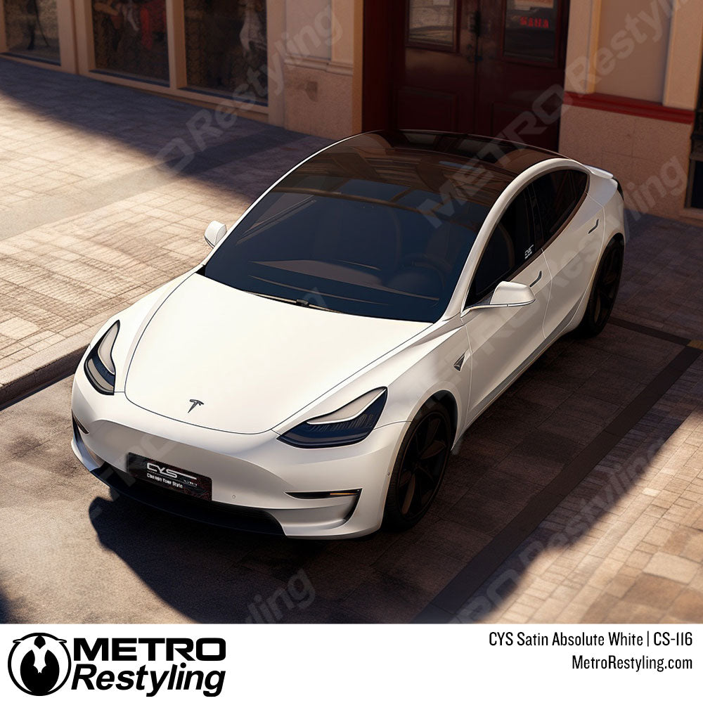 white tesla wrap