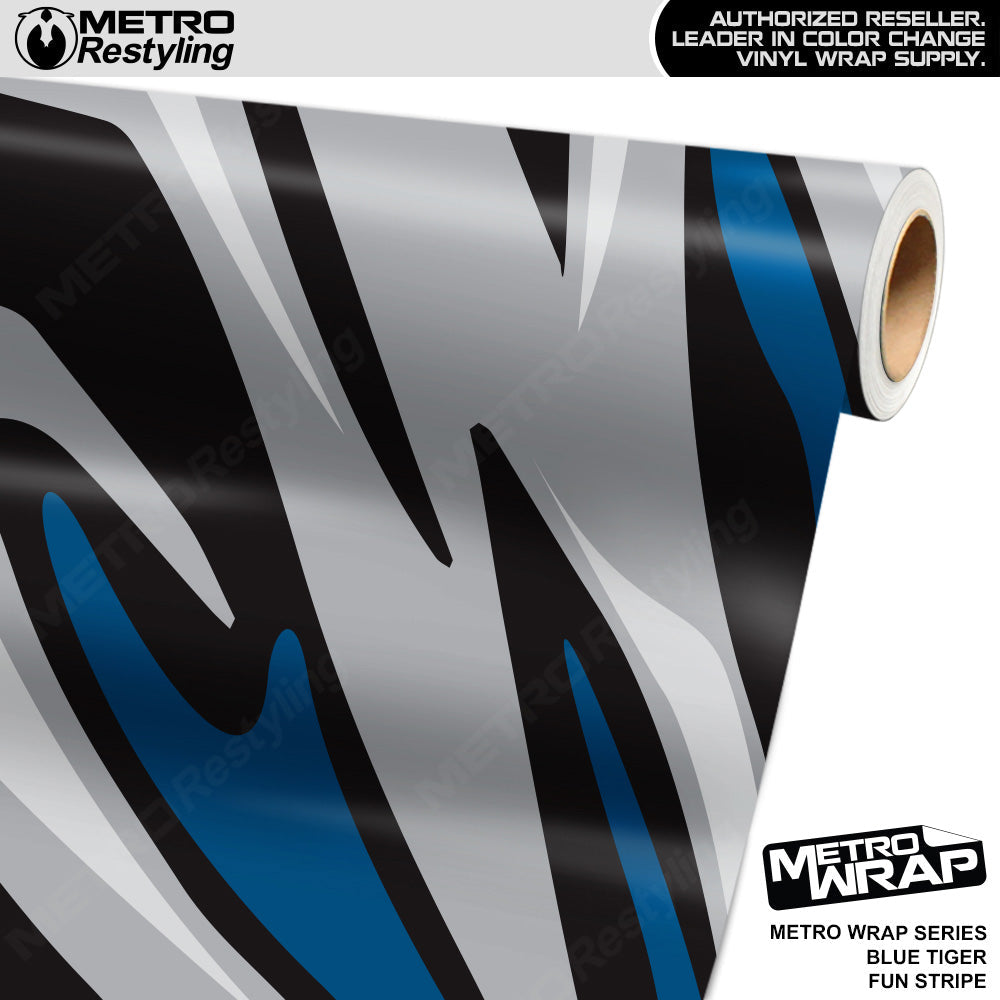 Metro Wrap Fun Stripe Blue Tiger Camouflage Vinyl Film