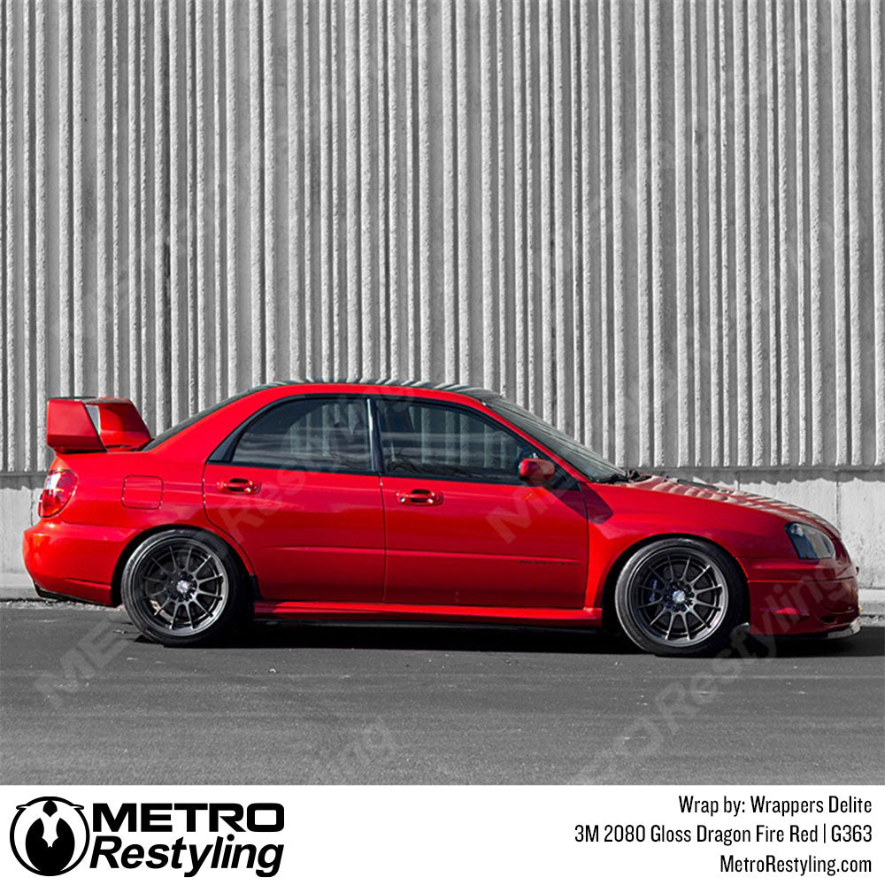 dragon fire red car wrap