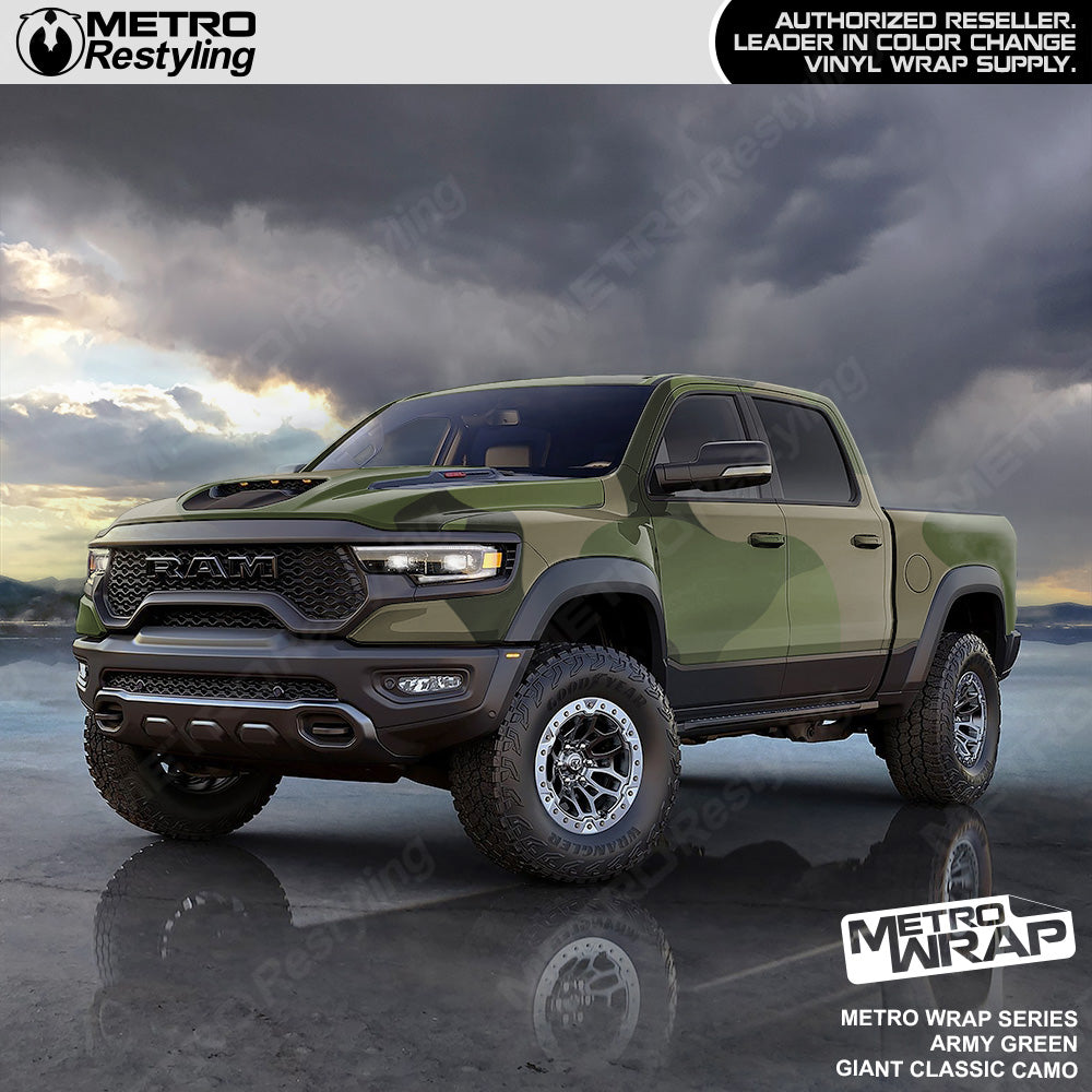 Metro Wrap Giant Classic Army Green Camouflage Vinyl Film