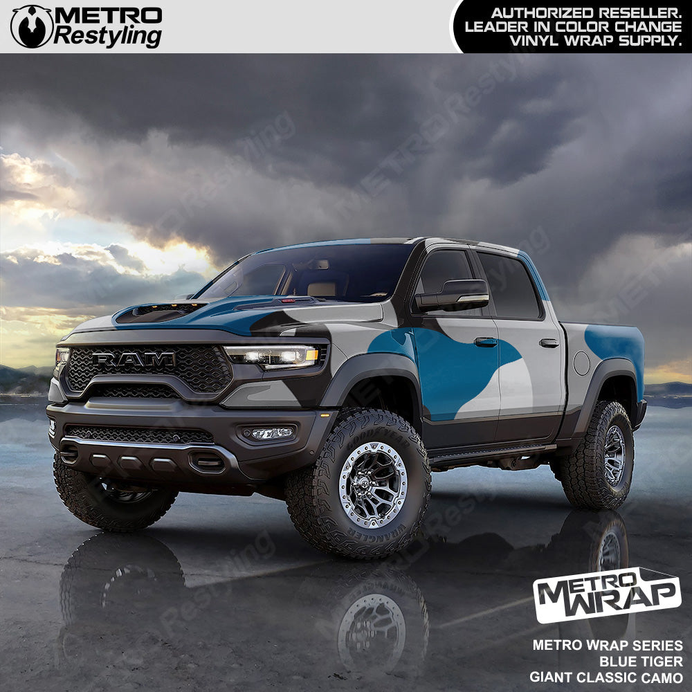 Metro Wrap Giant Classic Blue Tiger Camouflage Vinyl Film