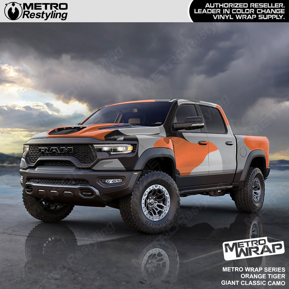 Metro Wrap Giant Classic Orange Tiger Camouflage Vinyl Film