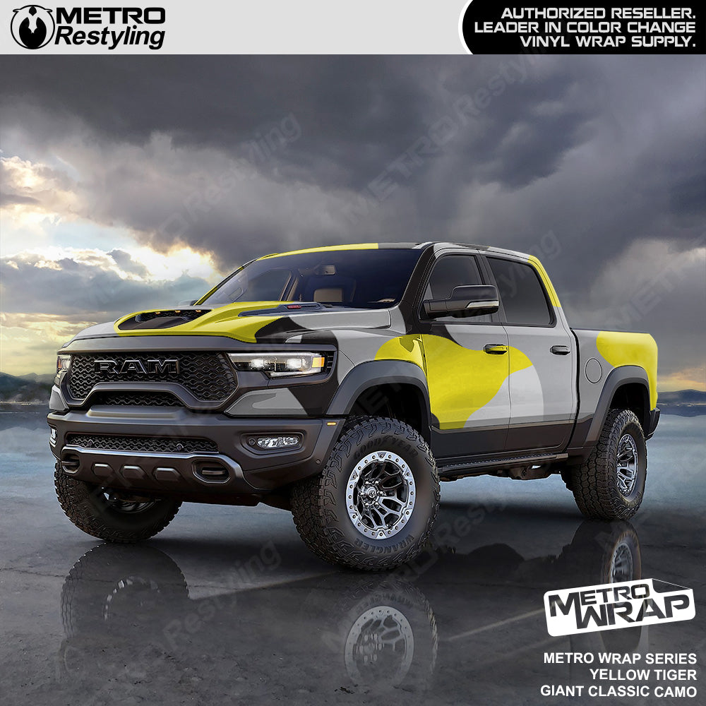 Metro Wrap Giant Classic Yellow Tiger Camouflage Vinyl Film