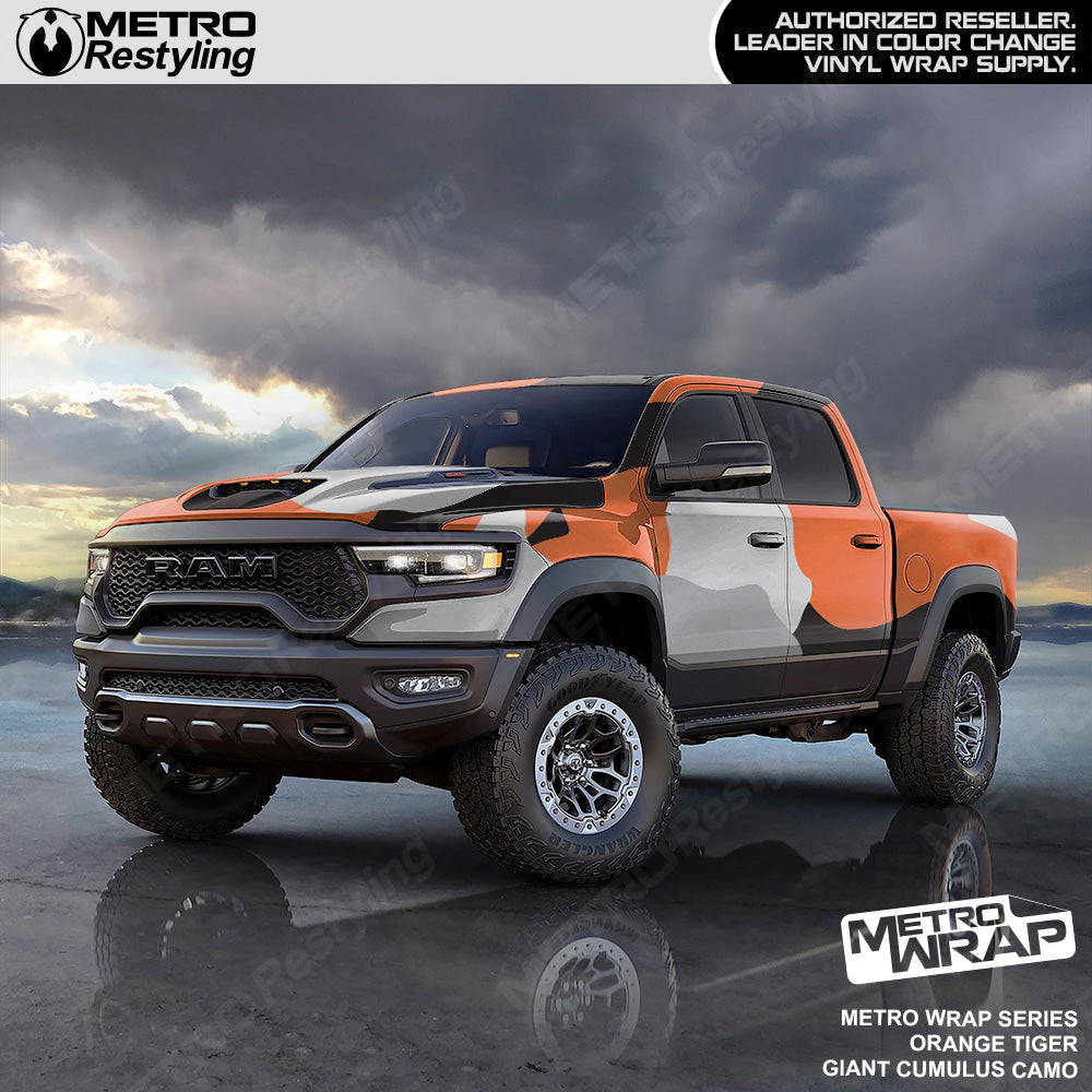 Metro Wrap Giant Cumulus Orange Tiger Camouflage Vinyl Film