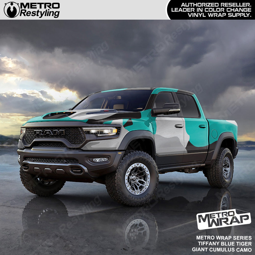 Metro Wrap Giant Cumulus Tiffany Blue Tiger Camouflage Vinyl Film