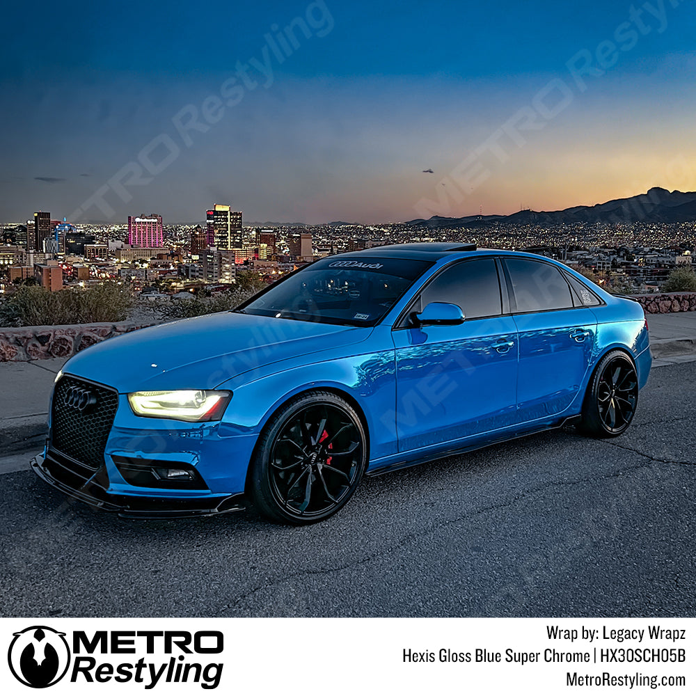 Gloss Blue Super Chrome Audi A4 Vinyl Wrap
