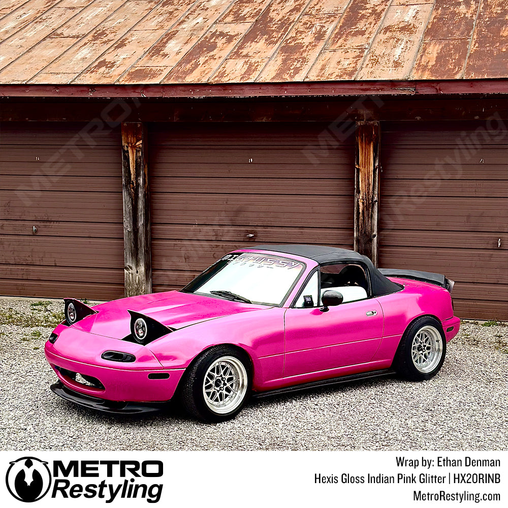 Hexis Gloss Indian Pink Glitter Mazda Miata Vinyl Wrap