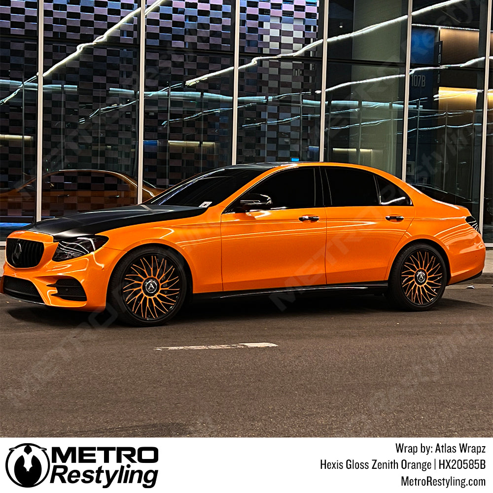 Gloss Zenith Orange Mercedes Benz E300 Vinyl Wrap