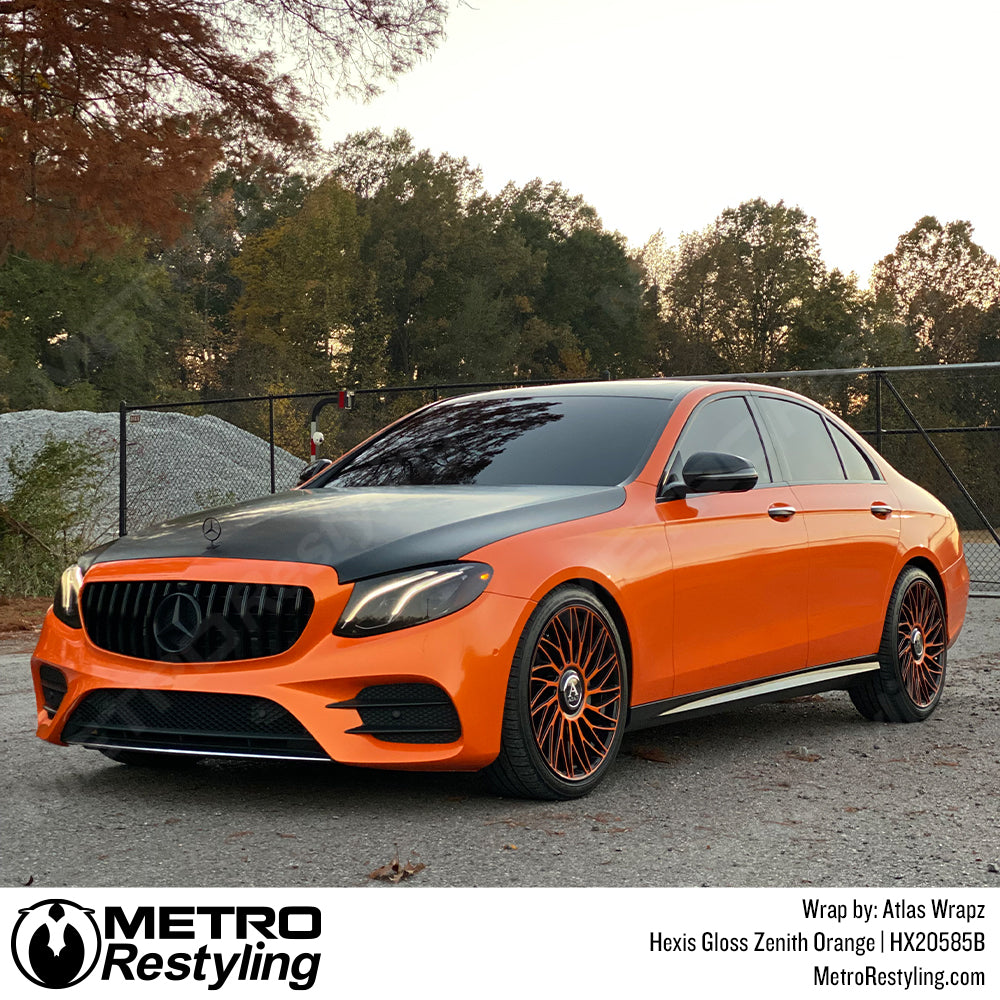 Gloss Zenith Orange Mercedes Benz E300 Vinyl Wrap