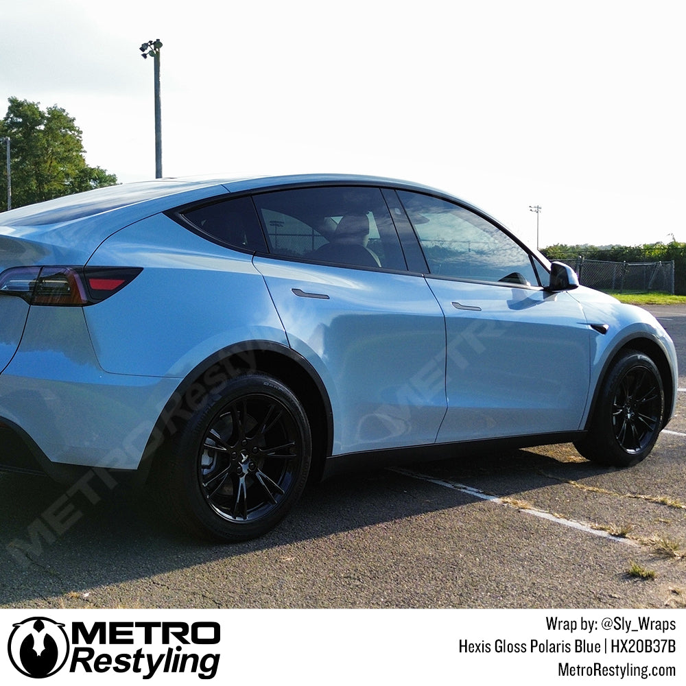 Hexis Polaris Blue Tesla Model Y Vinyl Wrap