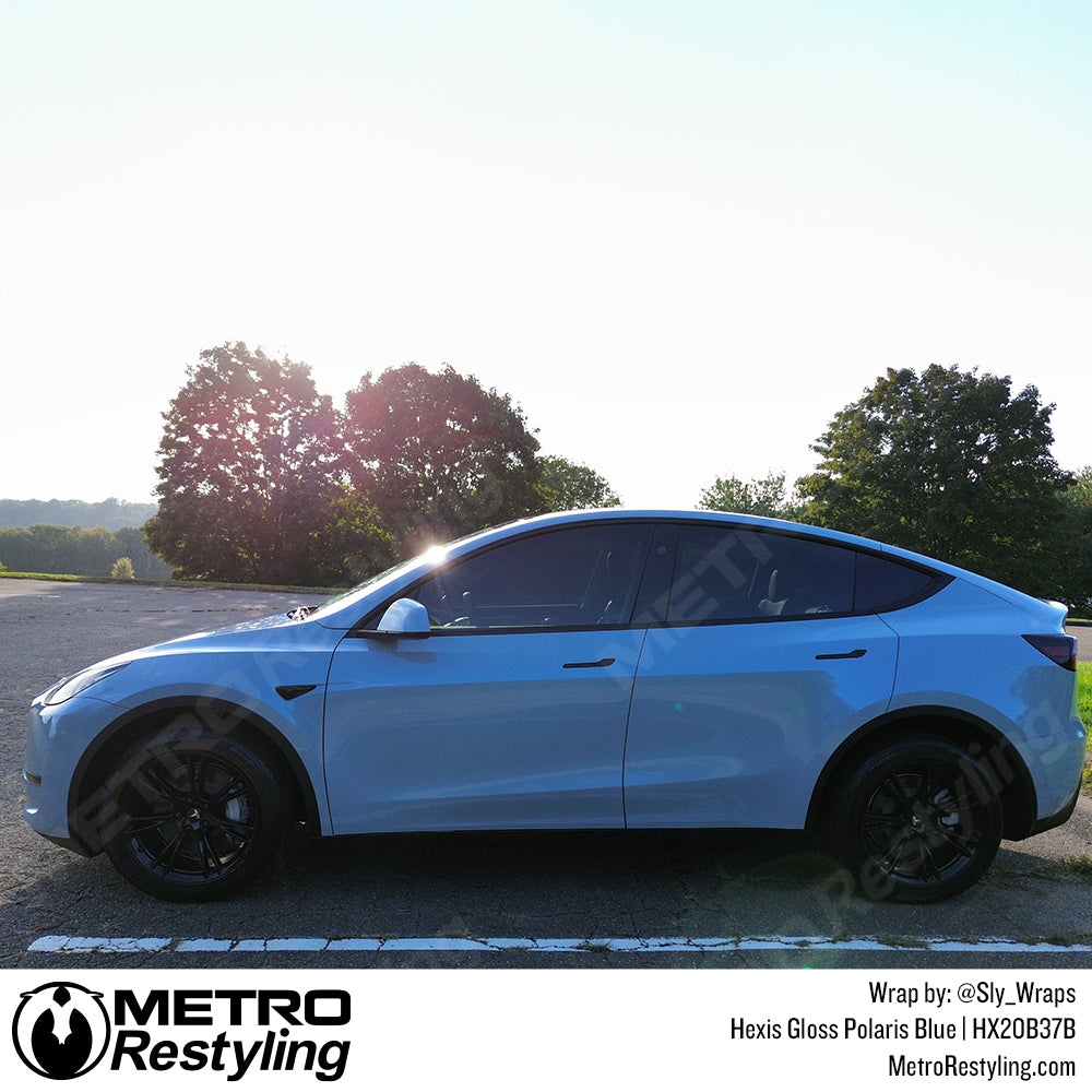 Hexis Polaris Blue Tesla Model Y Vinyl Wrapped