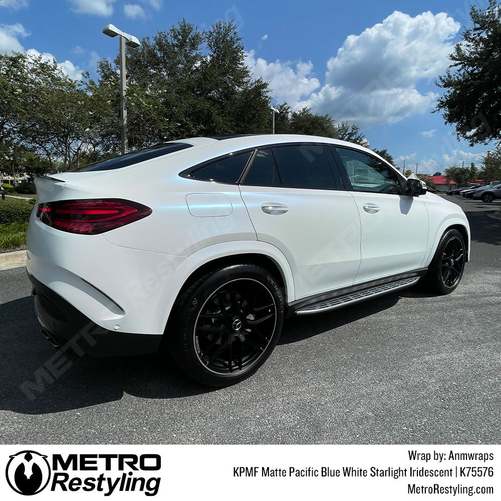 white sparkle vinyl car wrap