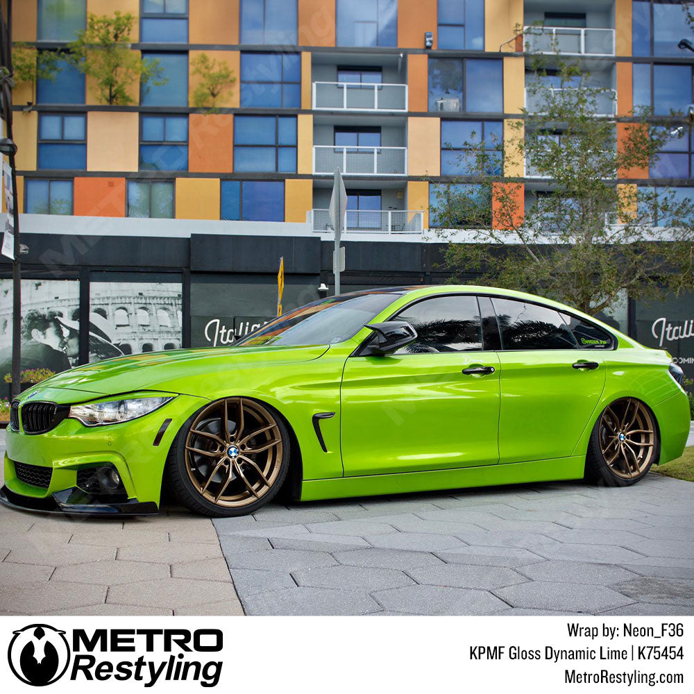 Gloss Dynamic Lime BMW 430I Vinyl Wrap