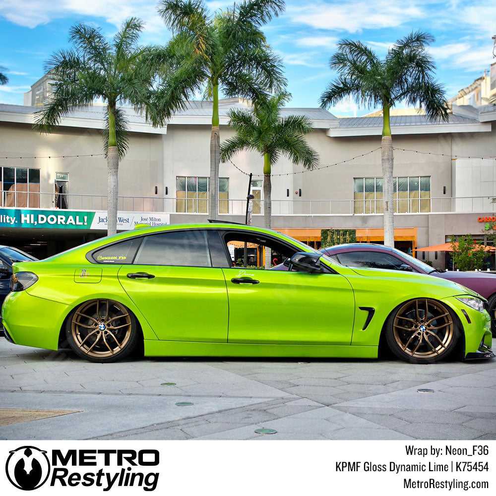 Gloss Dynamic Lime BMW 430I Vinyl Wrap