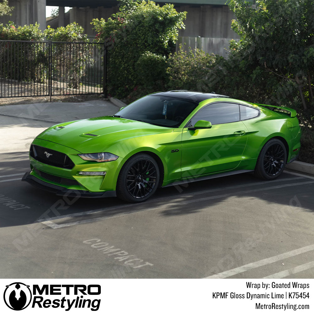 KPMF Gloss Dynamic Lime Ford Mustang 5.0 Vinyl Wrap