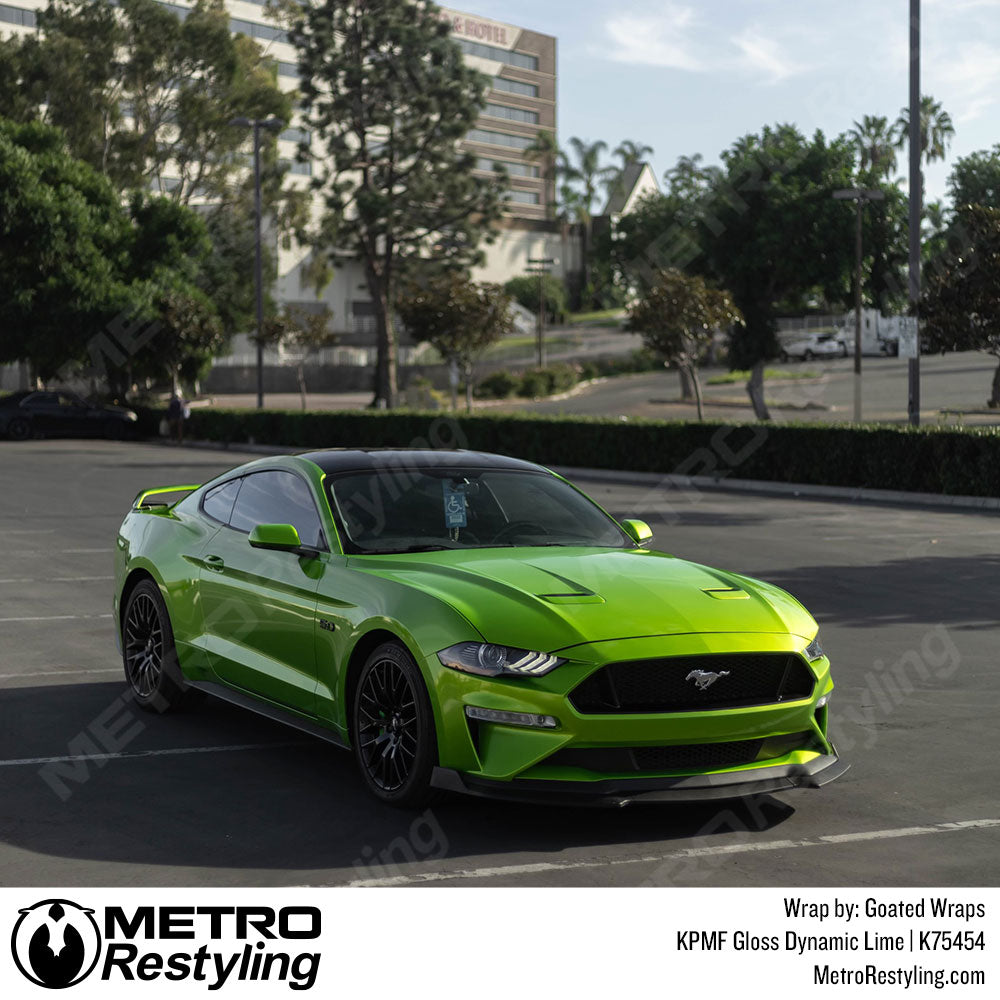KPMF Gloss Dynamic Lime Ford Mustang 5.0 Vinyl Wrap